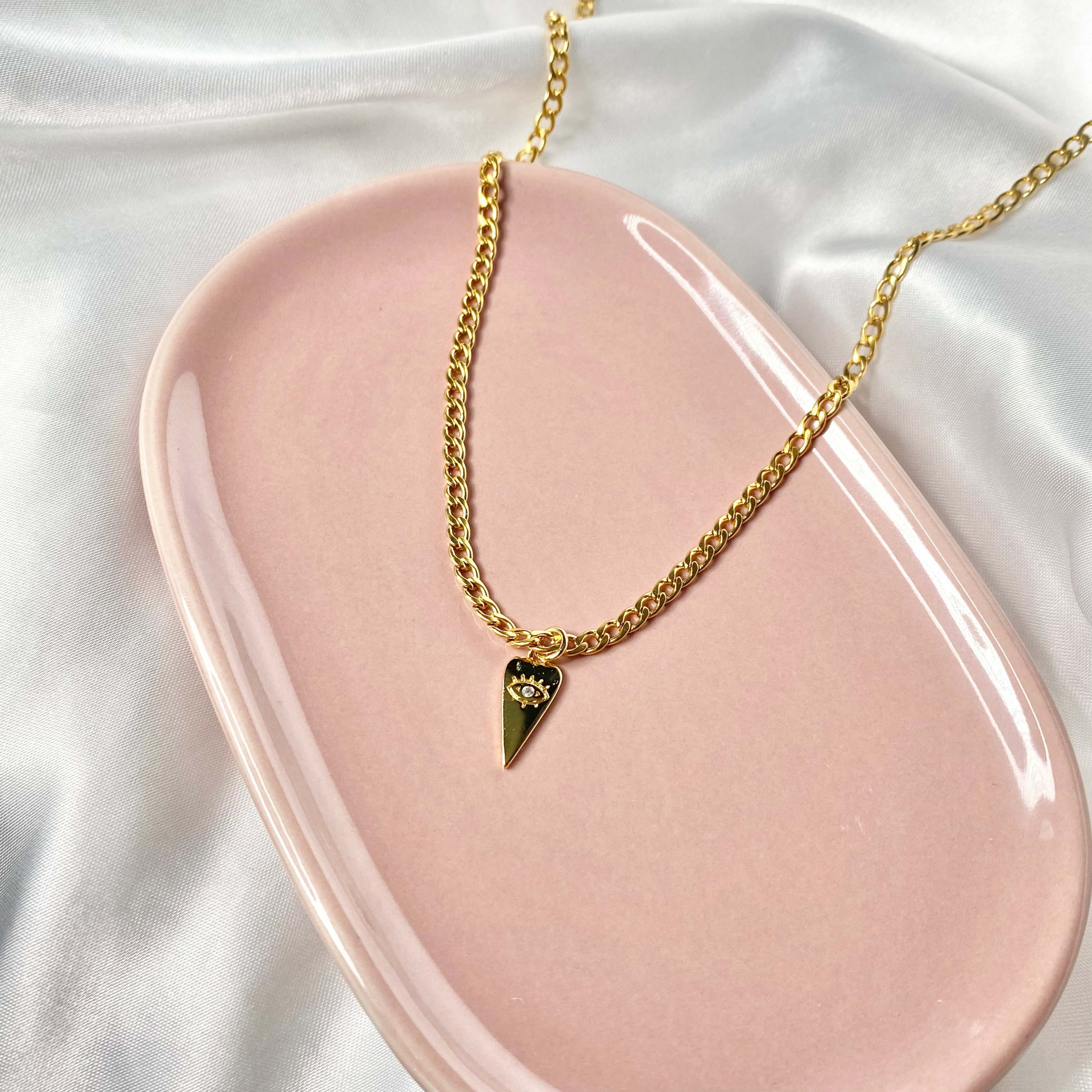 Gold Evil Eye Heart Necklace image 1
