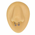 Pink CZ Paved Flower Ends Horseshoe Hoop  image 0