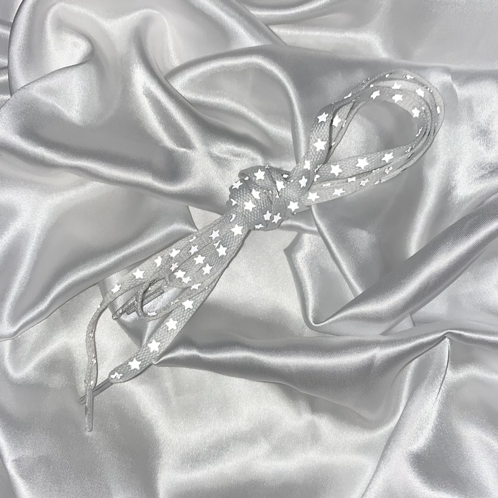 White Reflective Star Shoe Laces image 1