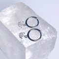 Silver Mini CZ Lotus Hoop Earrings image 0