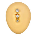 Gold CZ 3 Prong Reverse Belly Bar  image 0