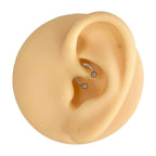 Silver CZ Paved Sides Titanium Horseshoe Hoop  image 2