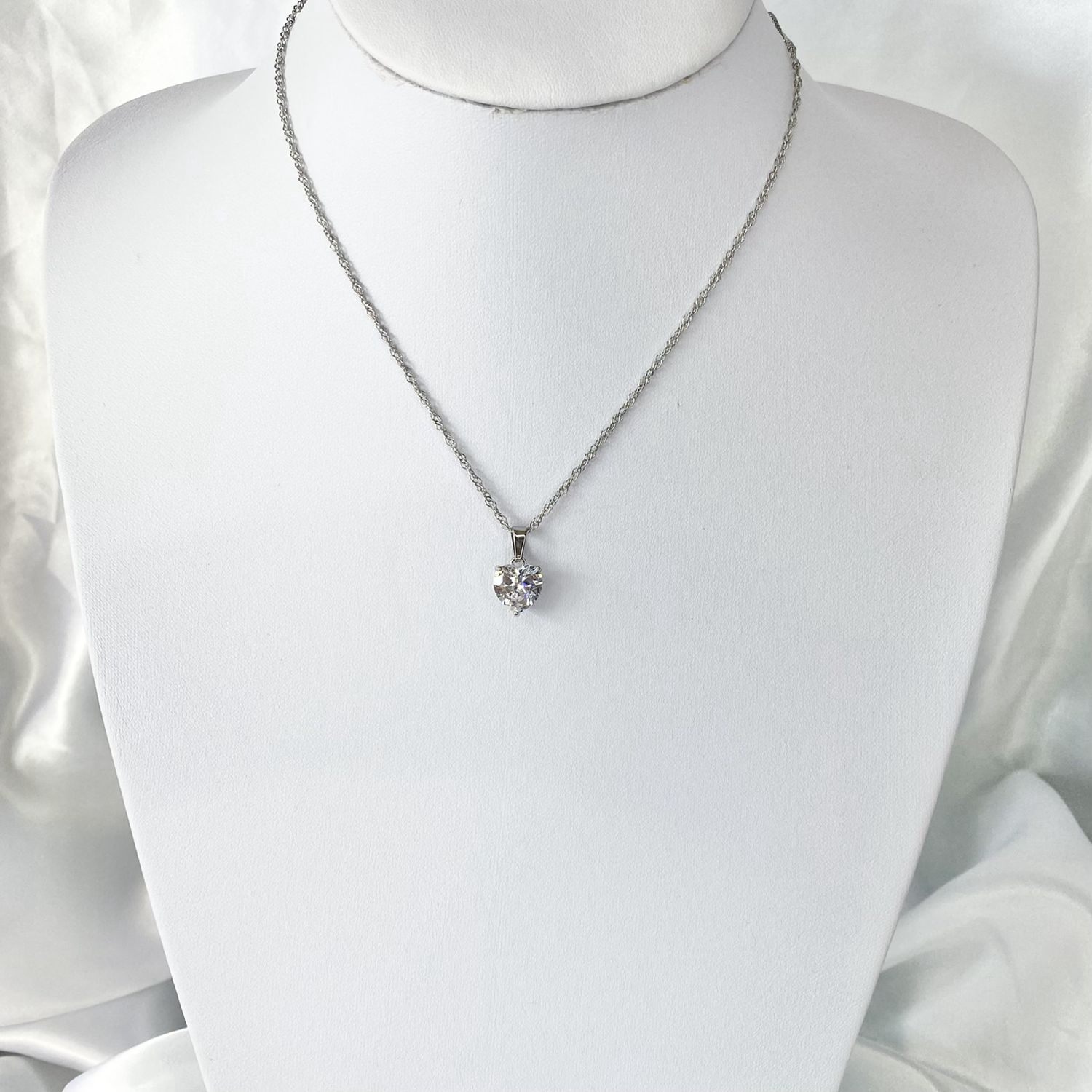 Silver Cubic Zirconia Statement Heart Necklace image 1