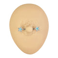 Blue Glitter Opal Centre CZ Flower Nipple Bar image 0