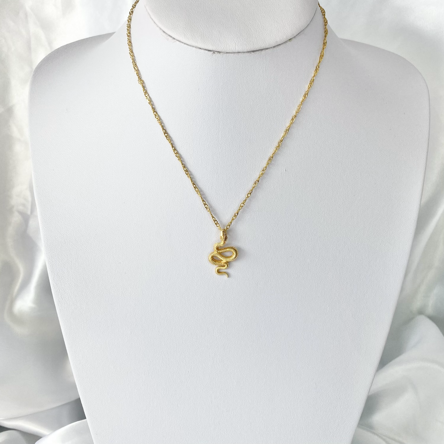 Gold Engraved Snake Necklace image 1