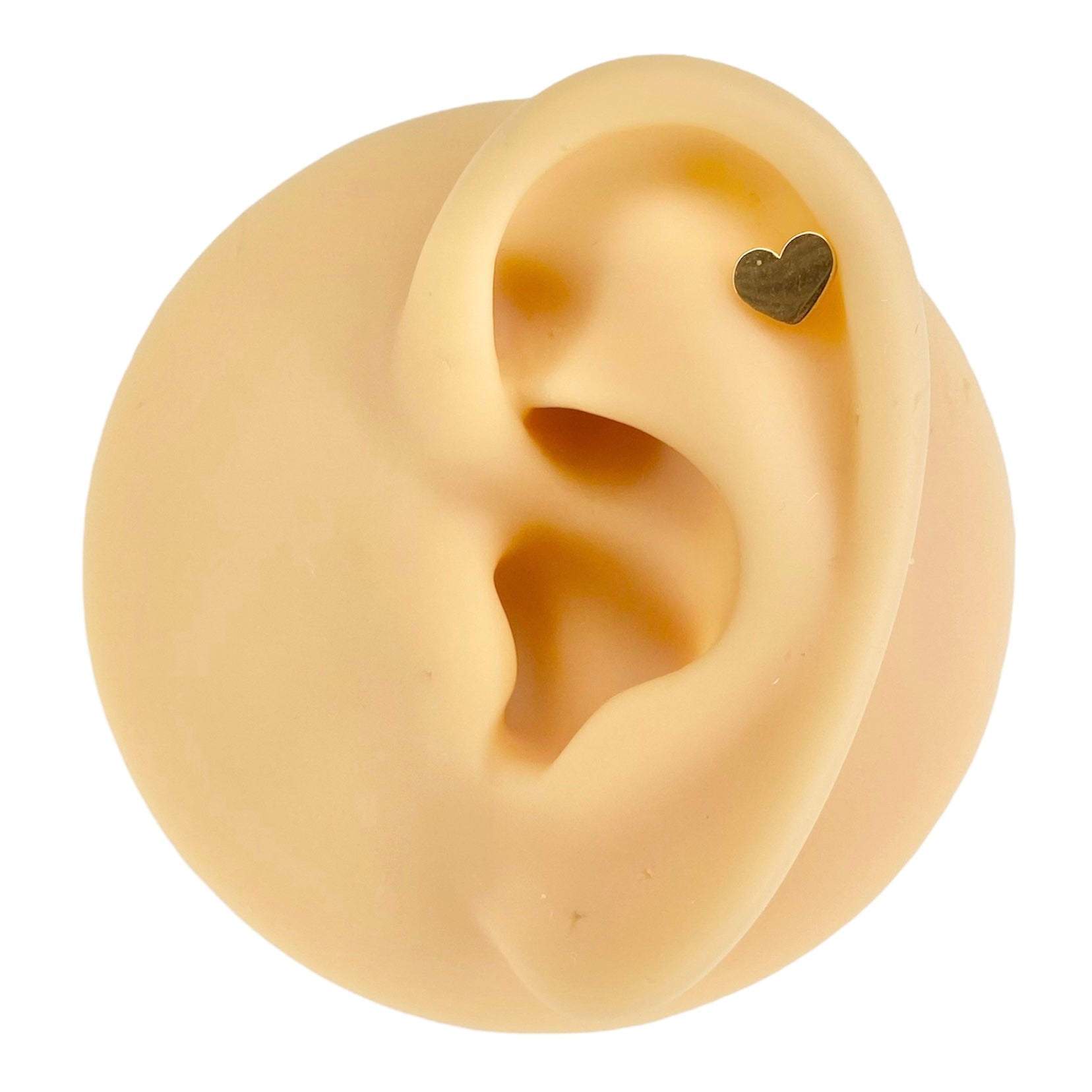 Gold Flat Heart Barbell Stud image 0