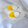 Yellow AB Sequin Heart Hoop Earrings image 0
