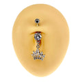 Silver CZ Marquise Crown Dangle Belly Bar  image 0