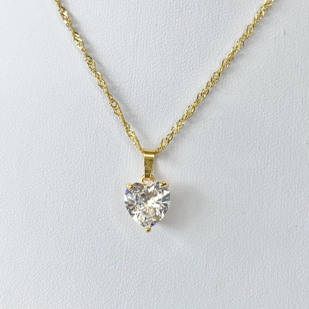 Gold Cubic Zirconia Statement Heart Necklace image 0