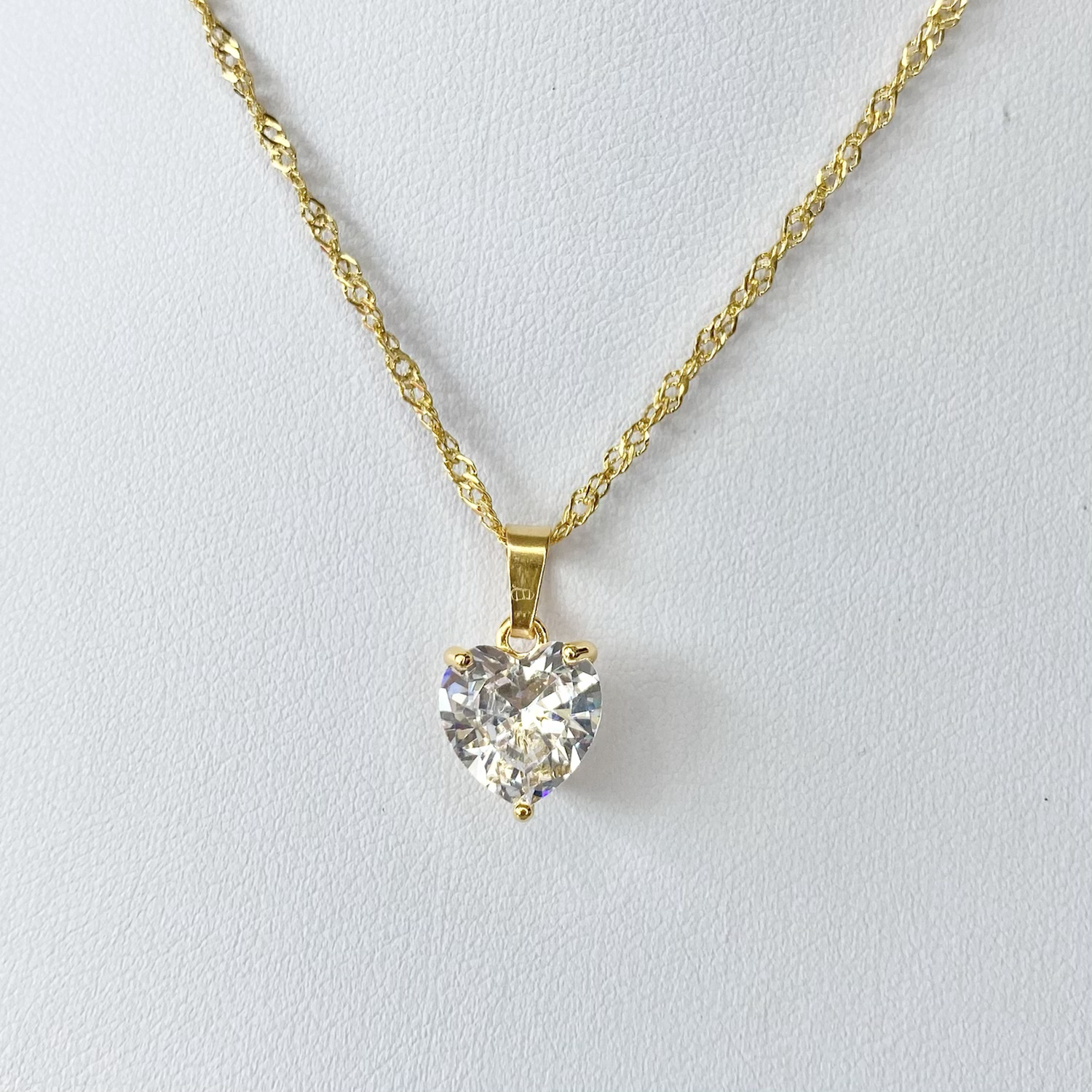 Gold Cubic Zirconia Statement Heart Necklace image 0