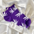 Purple & White Weed Leaf Socks image 0