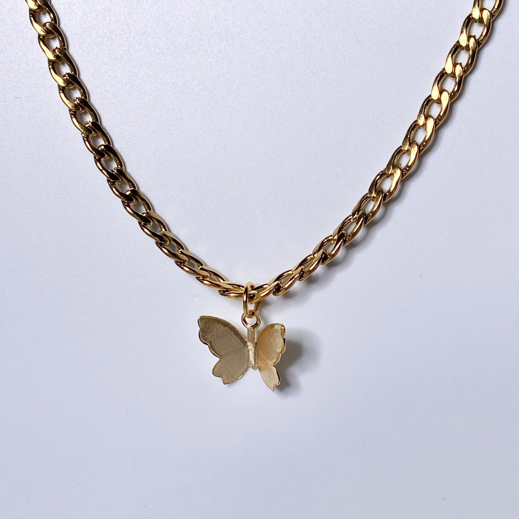 Gold Mini Minimalist Butterfly Necklace image 0