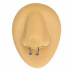 Blue CZ Paved Ends Horseshoe Hoop  image 0