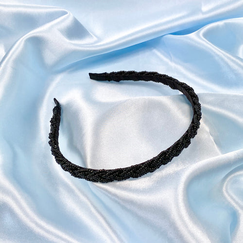 Black Twisted Bead Headband image 0