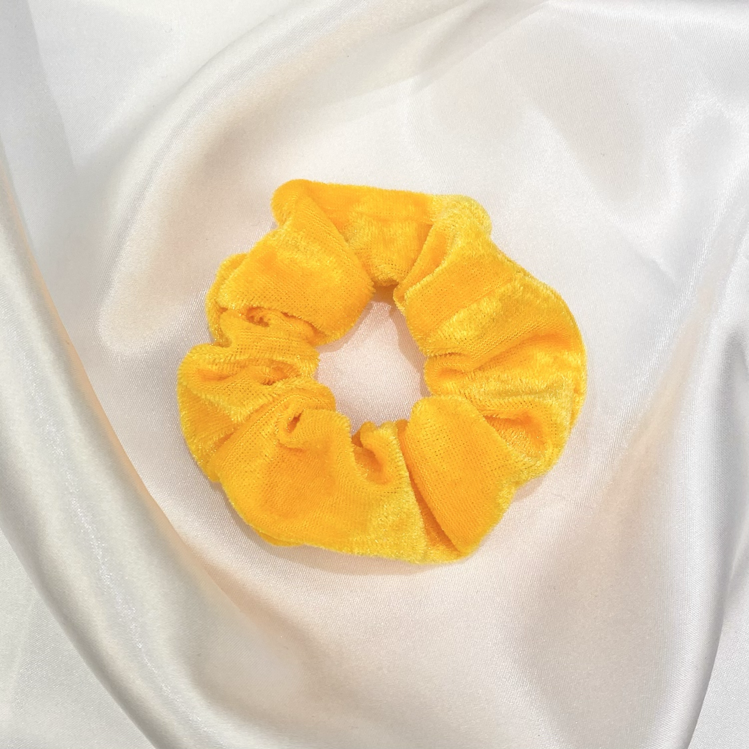 Yellow Orange Velvet Scrunchie image 0