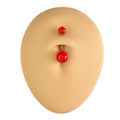 Red Solid Colour Ball Titanium Belly Bar  image 0