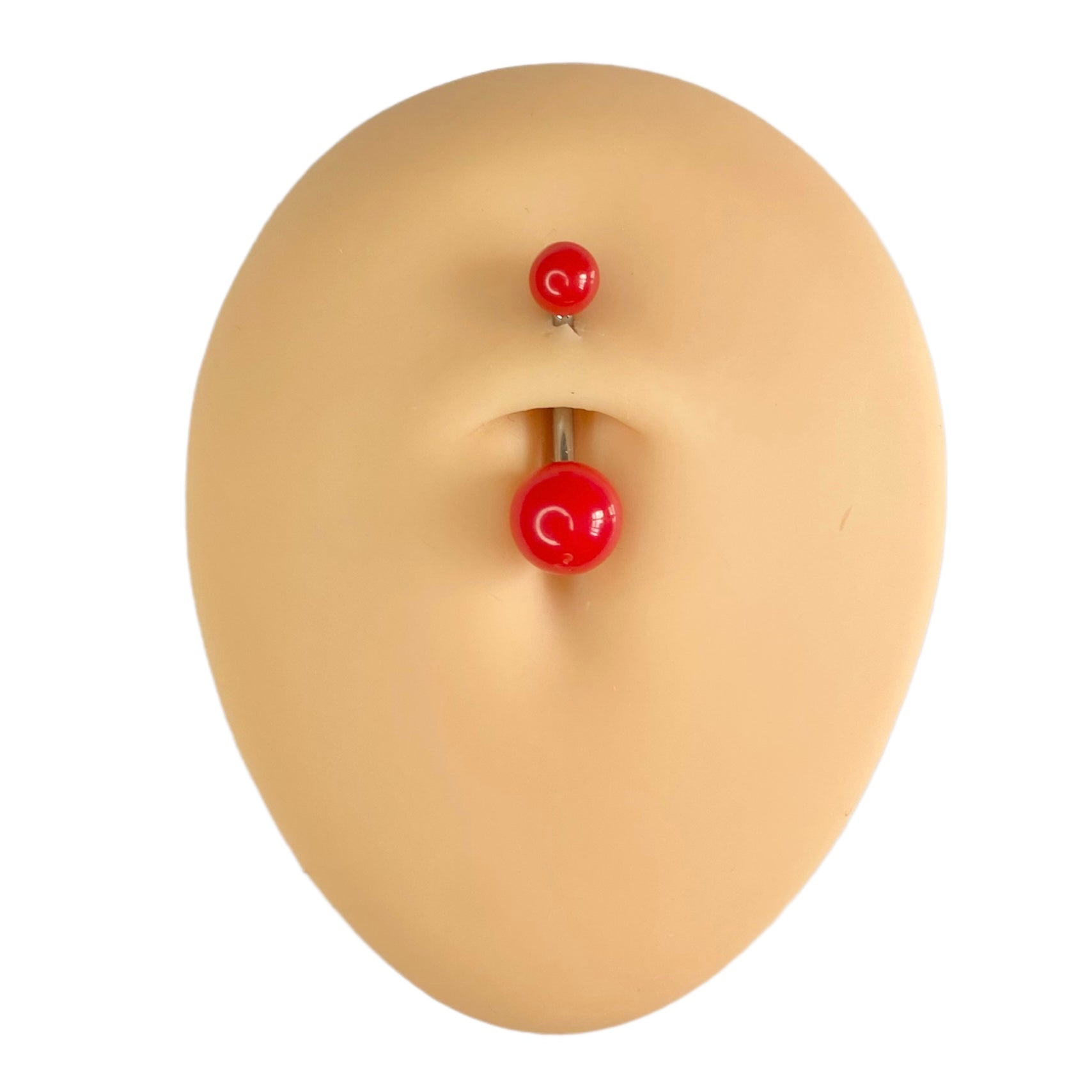 Red Solid Colour Ball Titanium Belly Bar  image 0