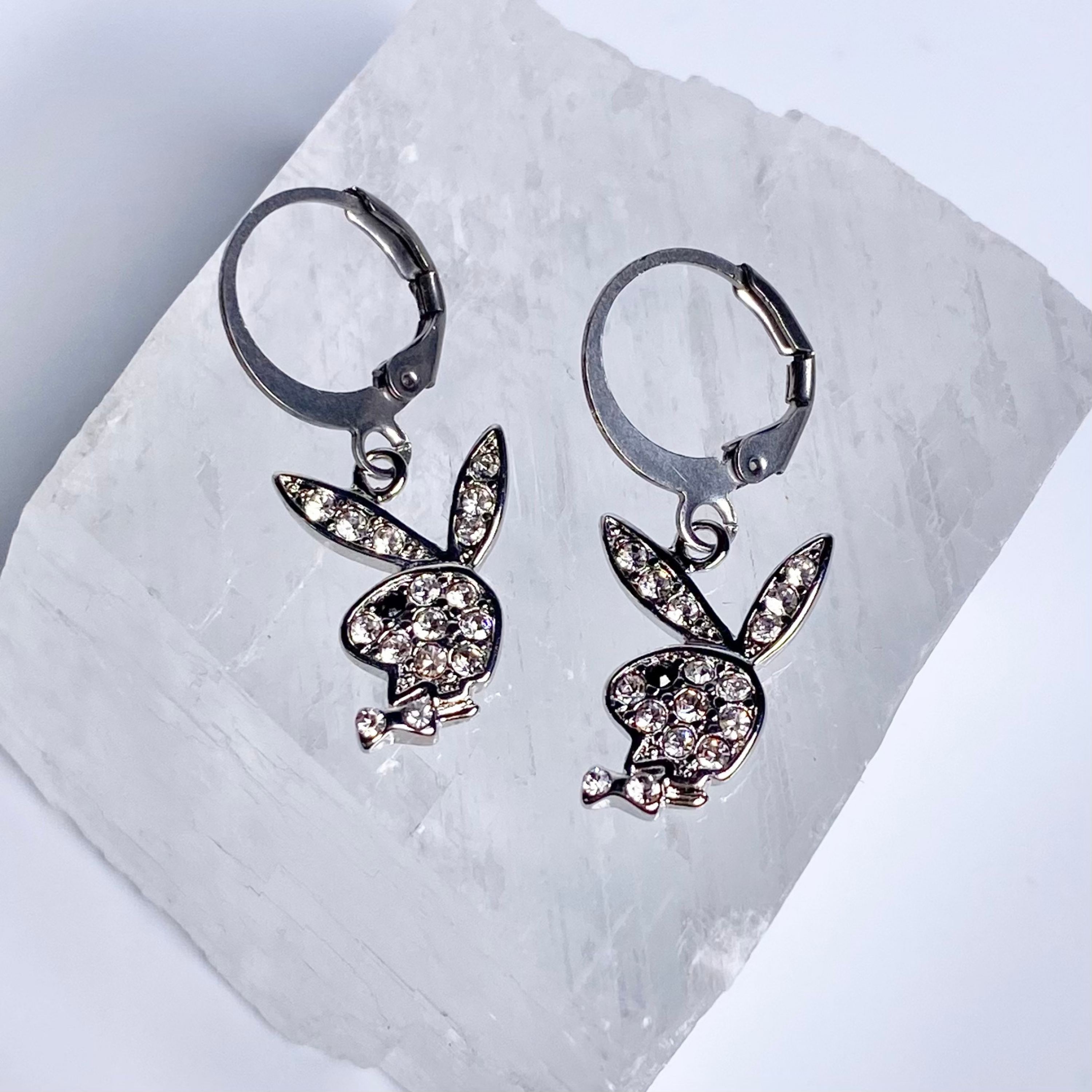 Silver Cubic Zirconia Playboy Earrings image 0