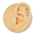Pink Dangle CZ Heart Barbell Stud image 0