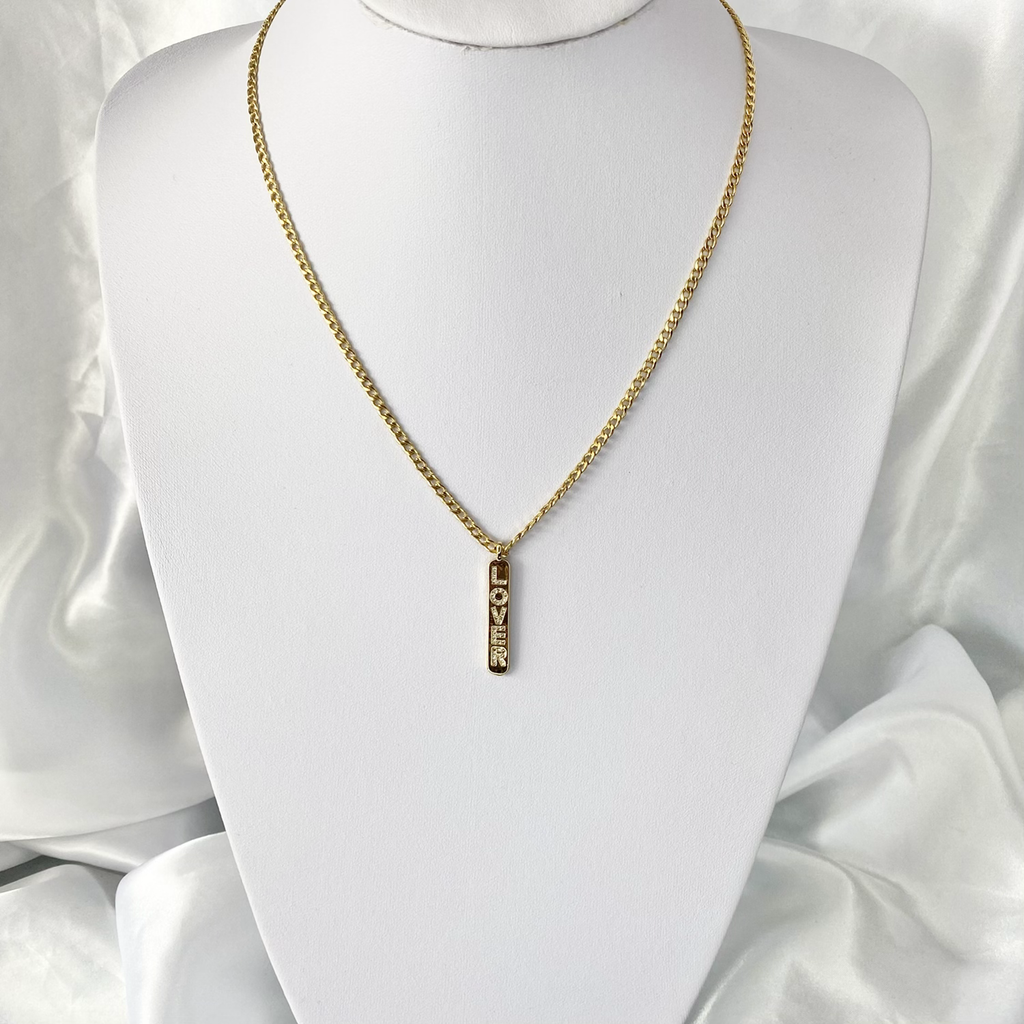 Gold CZ Lover Necklace image 1