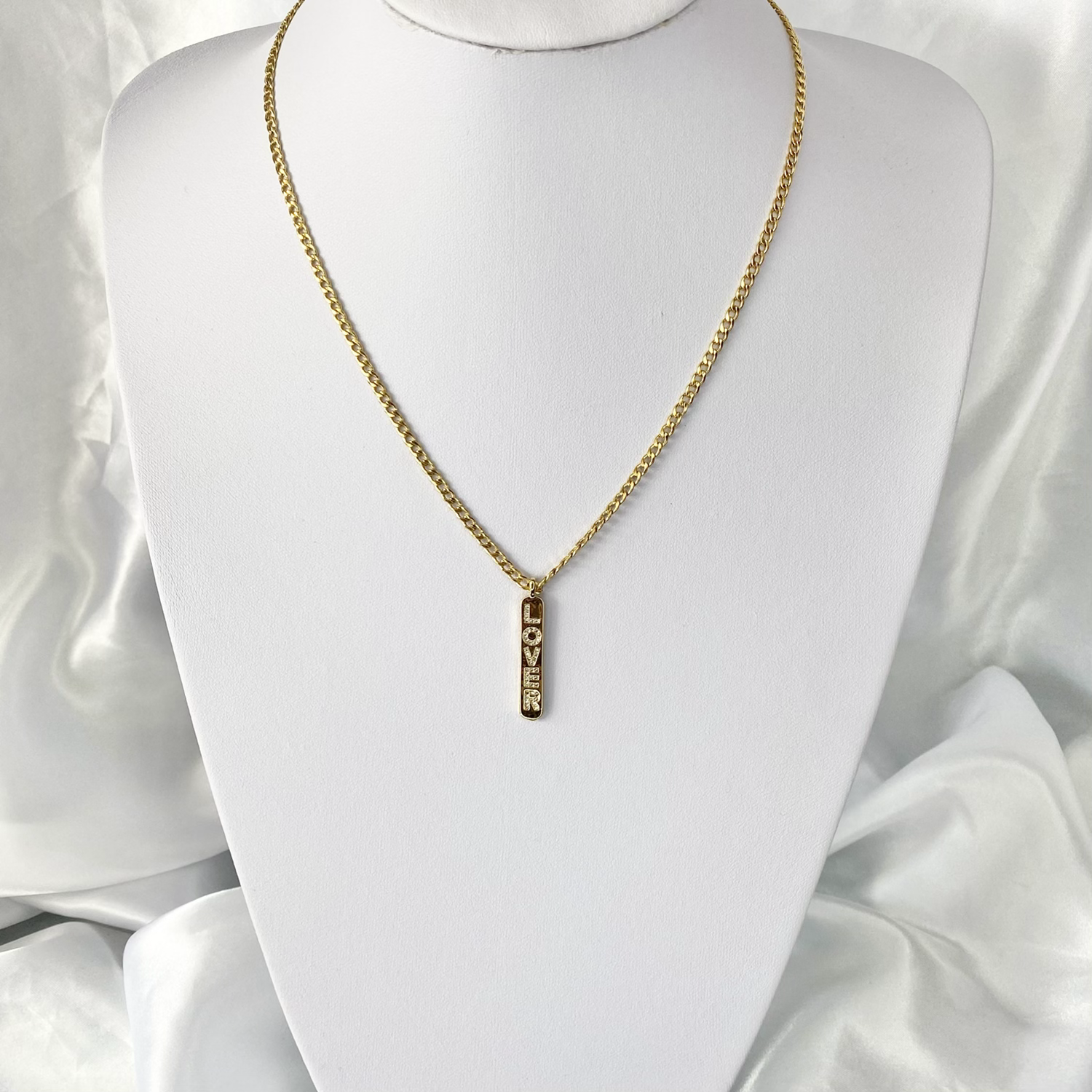 Gold CZ Lover Necklace image 1