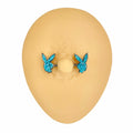 Blue Druzy Stone Filled Playboy Nipple Bar image 0