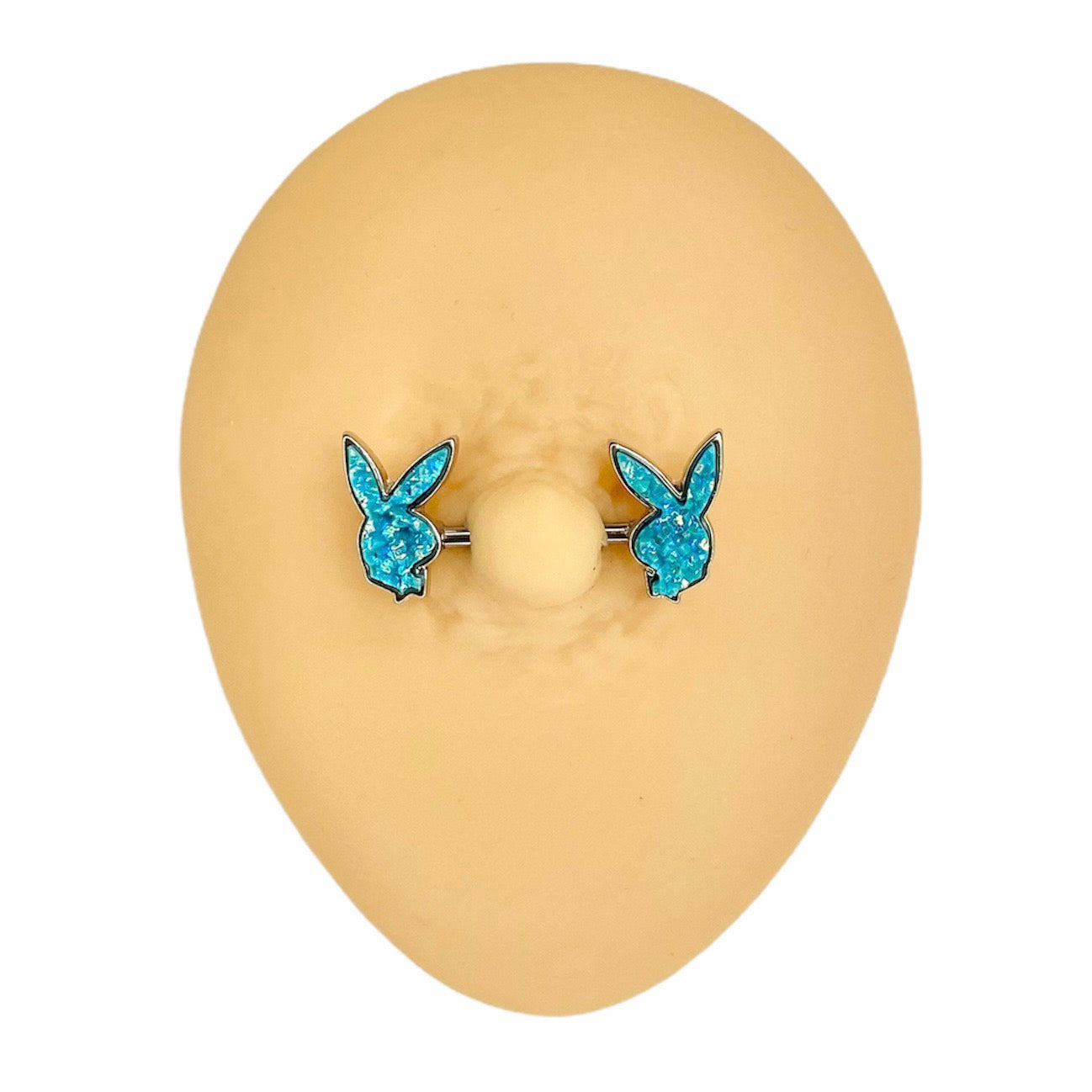 Blue Druzy Stone Filled Playboy Nipple Bar image 0
