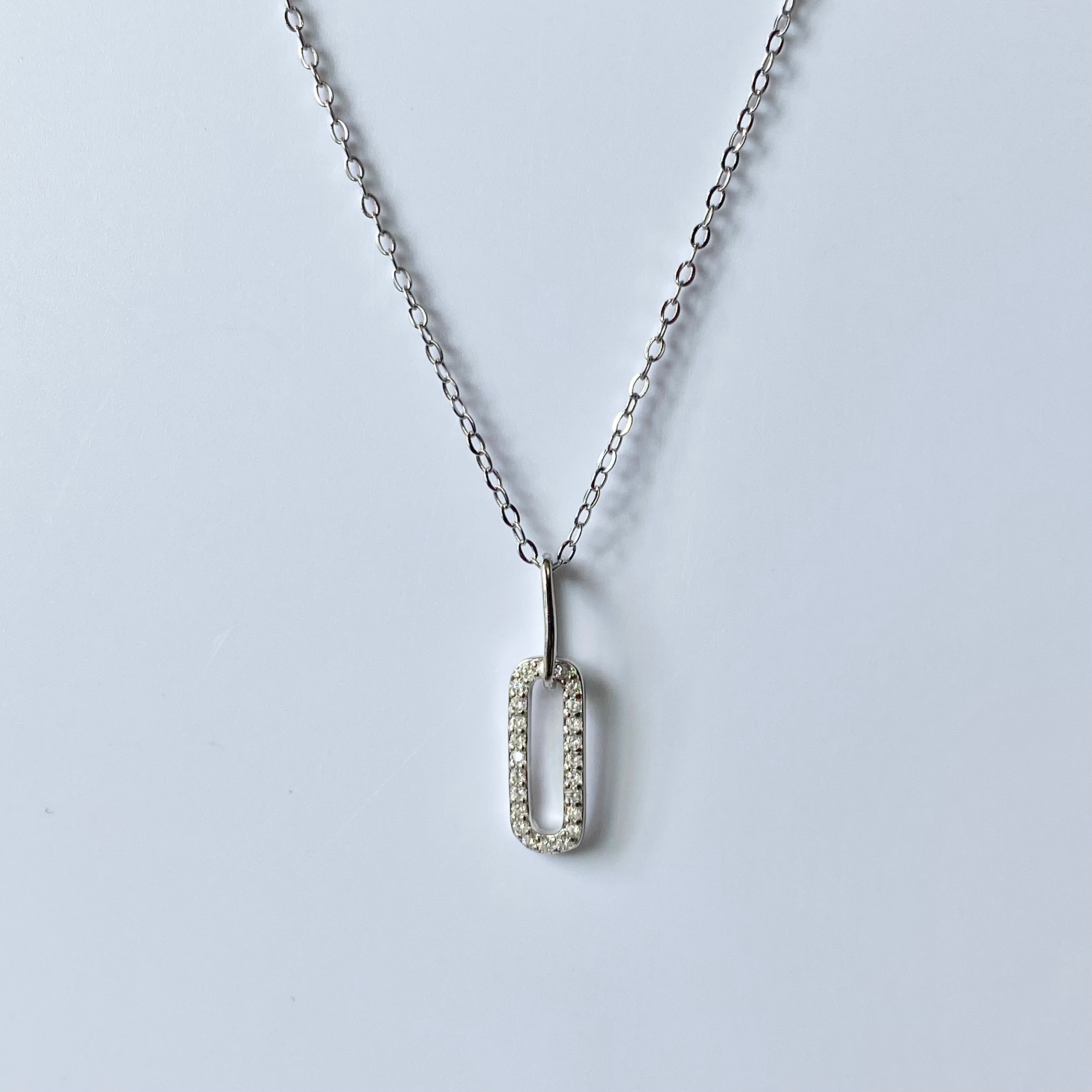 Silver CZ Chain Link Necklace image 0