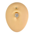 Gold Oval Bling CZ Paved Outline Belly Bar  image 0
