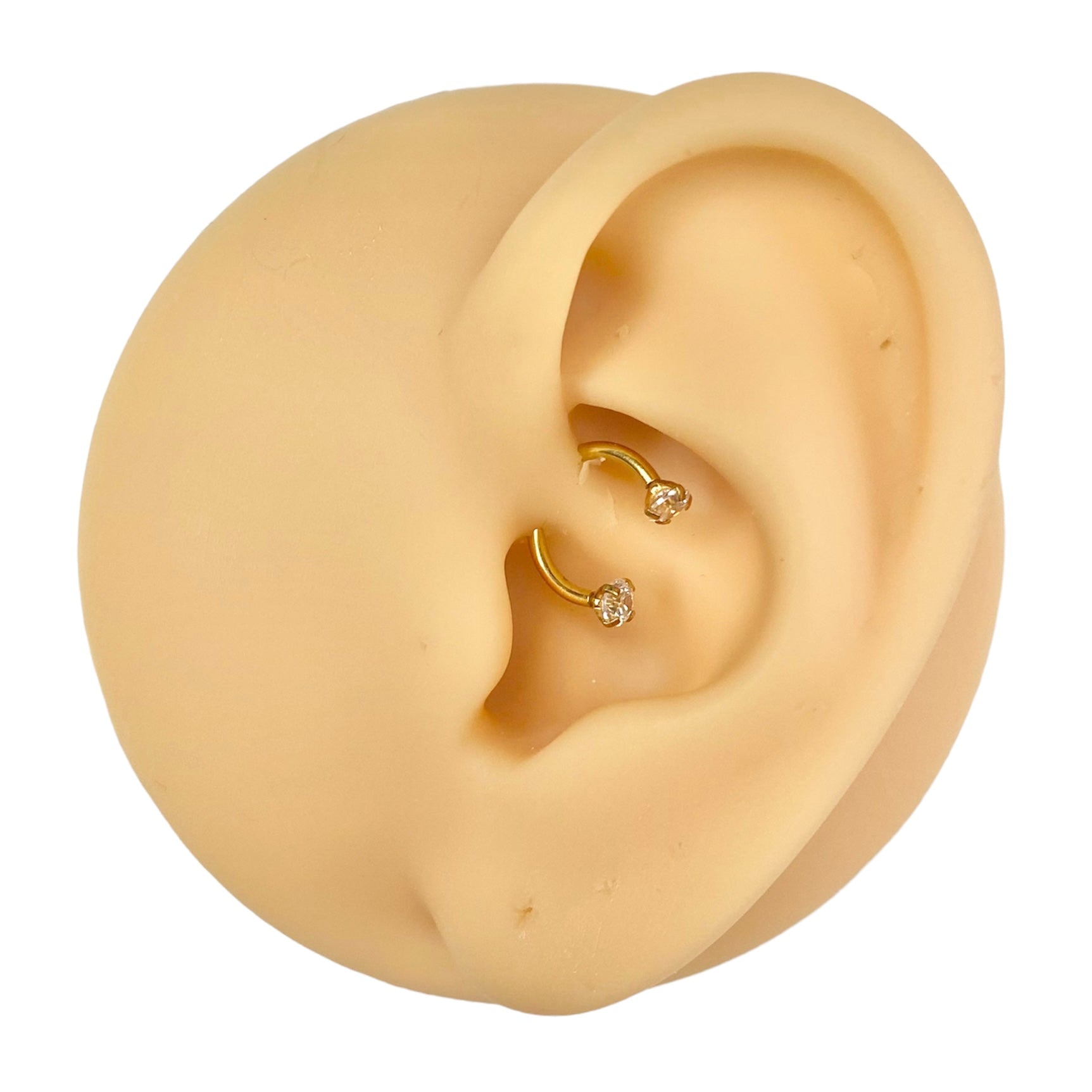 Gold CZ Prong Ends Horseshoe Hoop  image 0