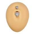 Silver Double Heart Bling Belly Bar  image 0