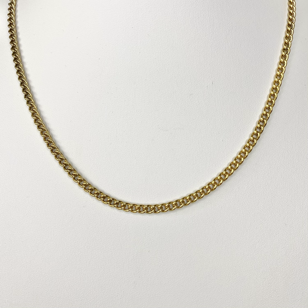 Gold 4mm Curb Chain Necklace image 0