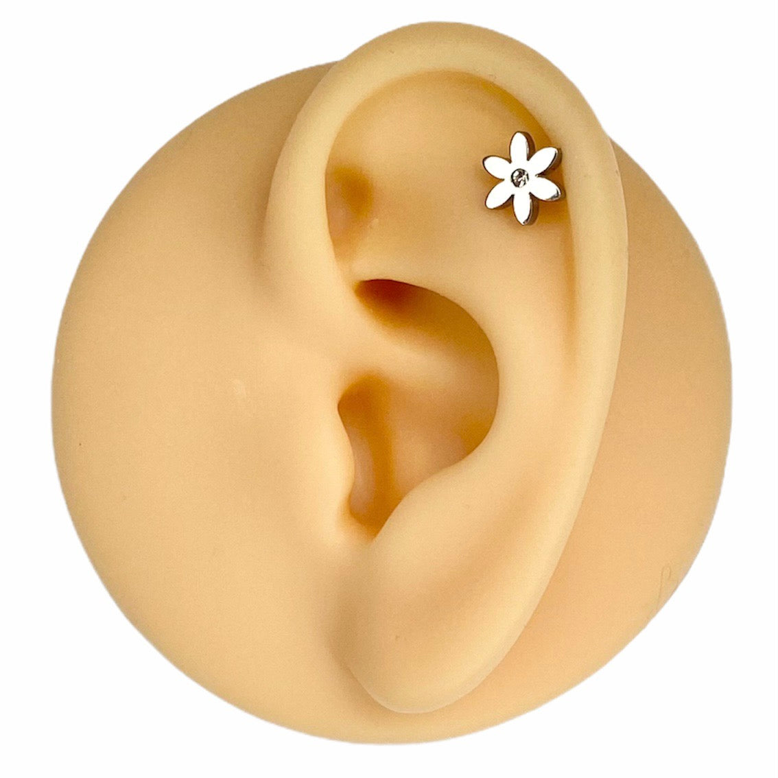 Silver CZ Flower Barbell Stud image 0