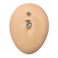 Silver CZ Round Top Heart Belly Bar image 0