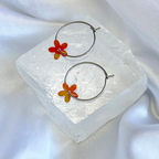 Red AB Sequin Flower Hoop Earrings image 0