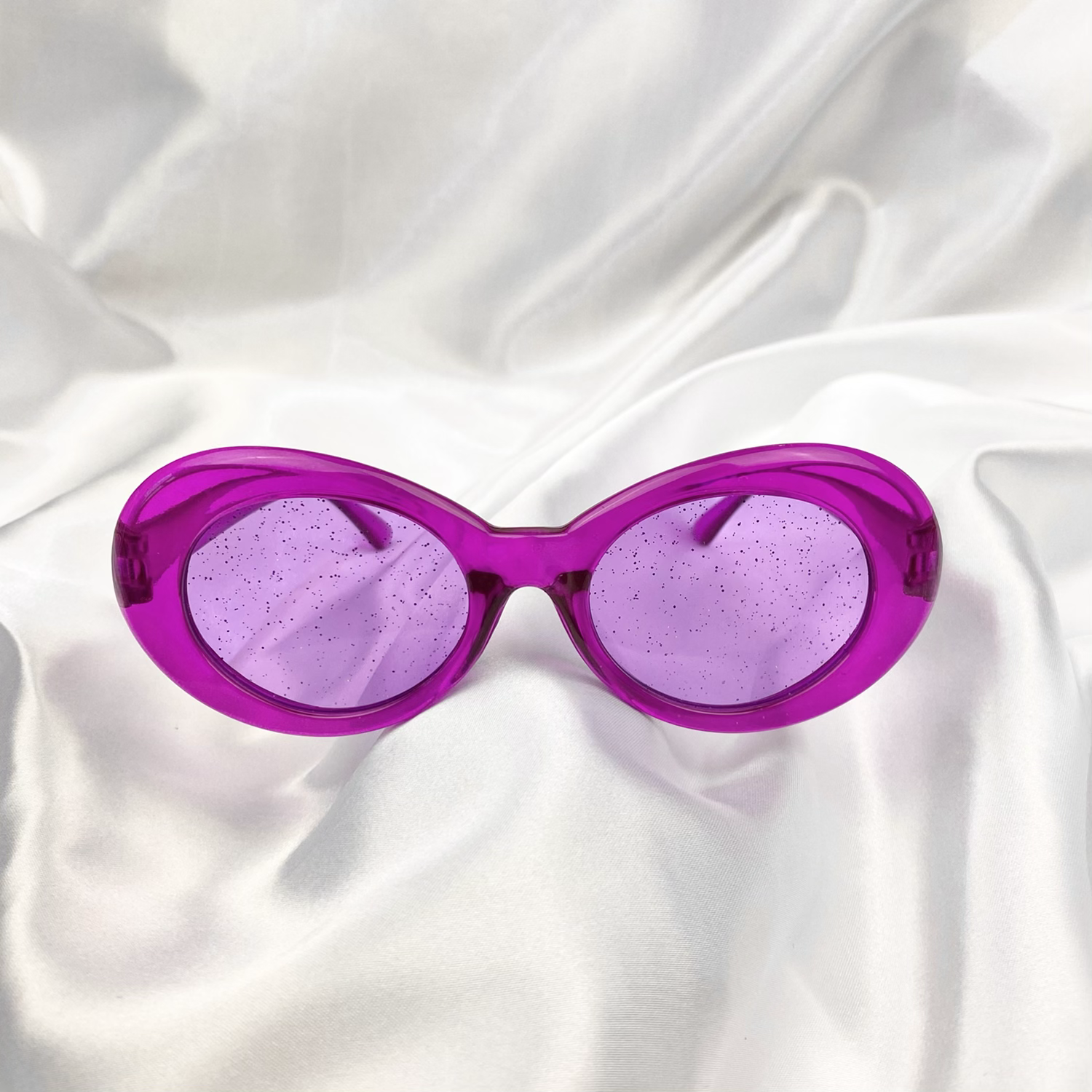 Purple Clear Glitter Clout Goggle Sunglasses image 1