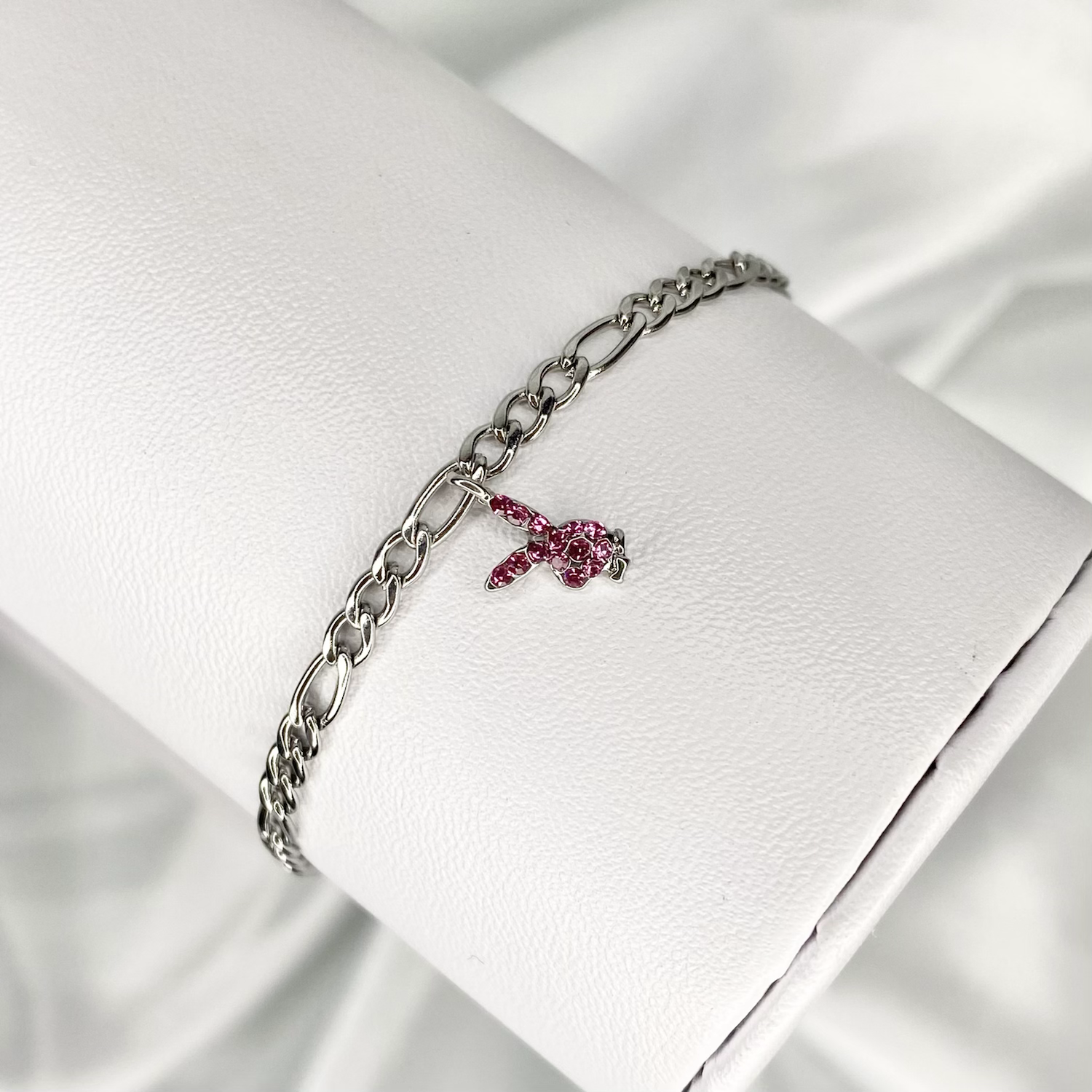 Pink Mini CZ Playboy Anklet image 1