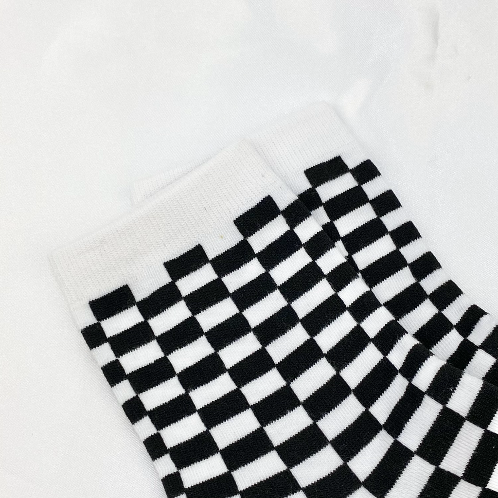 White & Black Checkered Socks image 0