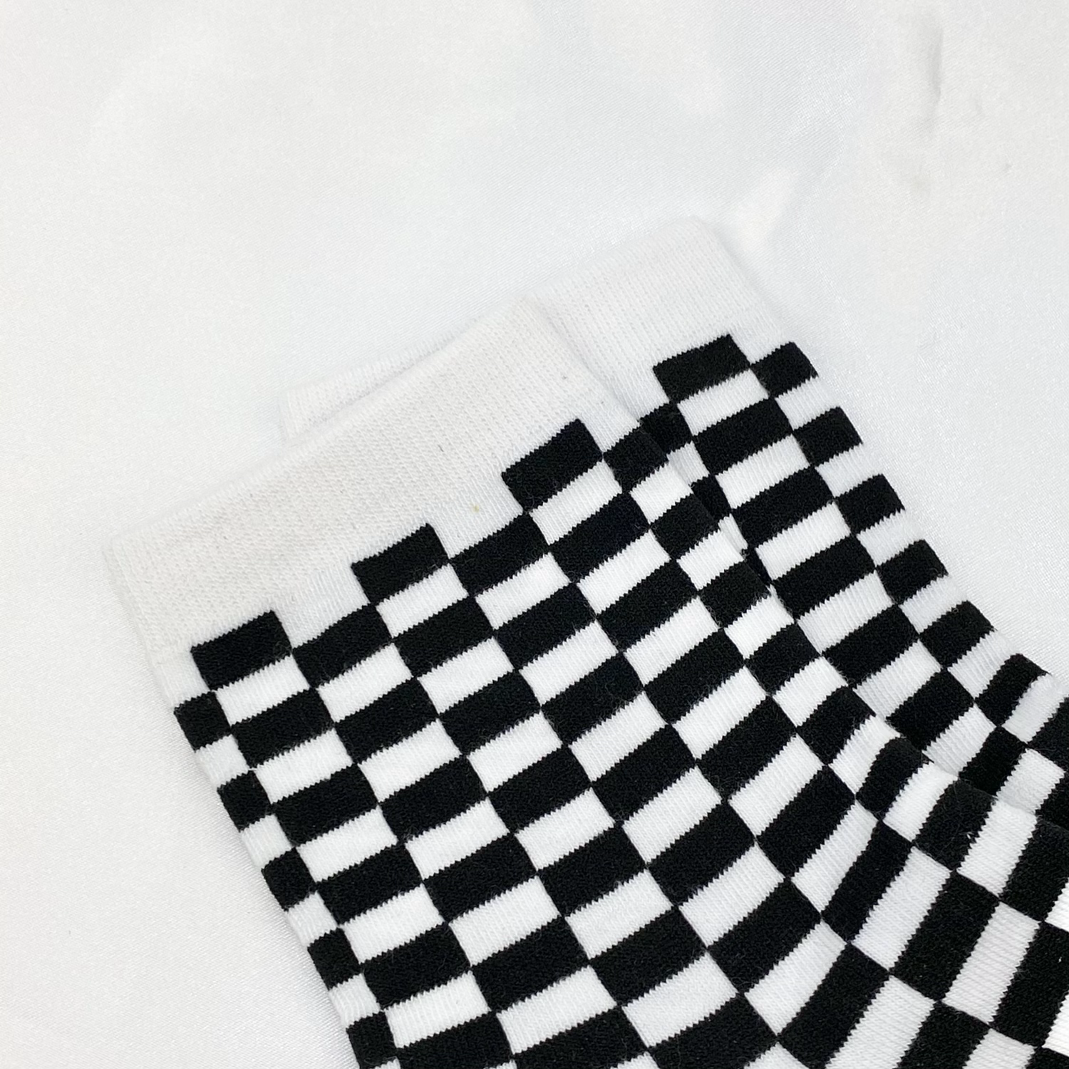 White & Black Checkered Socks image 0