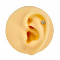 Gold Paved Round CZ Flower Flat Back Stud image 0