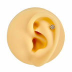 Gold Paved Round CZ Flower Flat Back Stud image 0