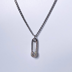 Silver CZ Paved Safety Pin Necklace image 0