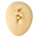 Gold Double Iridescent Stone Belly Bar  image 0