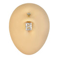 Gold Rectangle Cubic Zirconia Belly Bar image 0