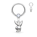 Clear Playboy Dangle Captive Hoop Ring image 0