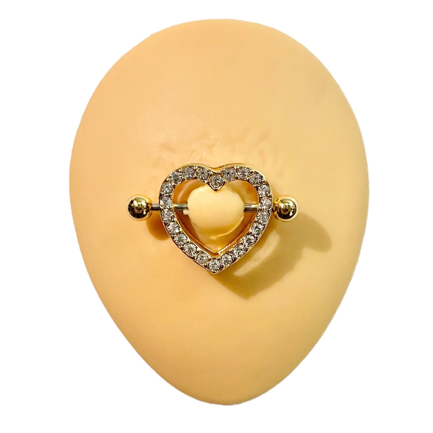 Gold Rhinestone Heart Nipple Bar Shield image 0