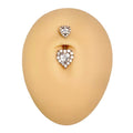 Gold Double Heart Bling Belly Bar  image 0