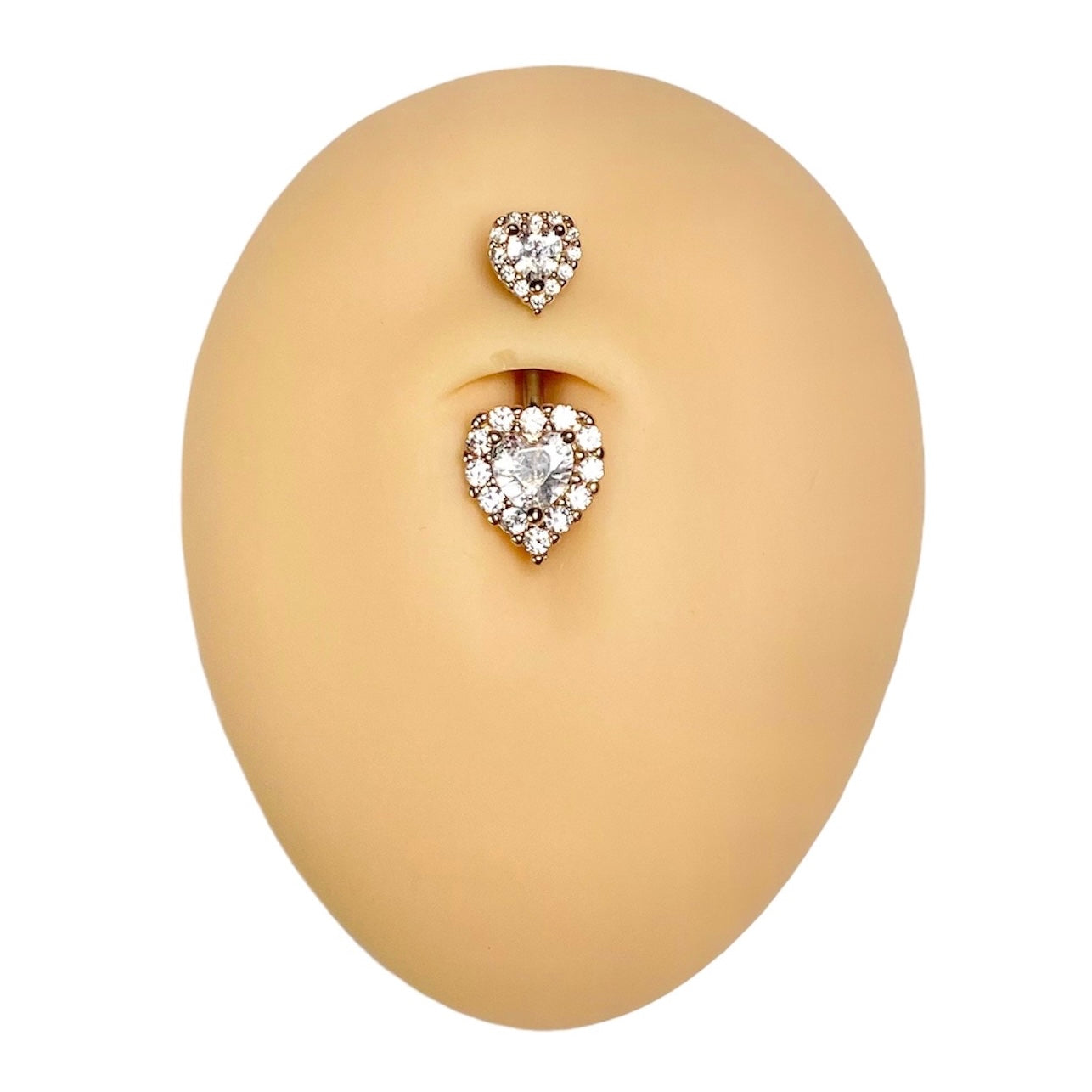 Gold Double Heart Bling Belly Bar  image 0