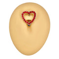 Red Rhinestone Paved Heart Reverse Belly Bar  image 0