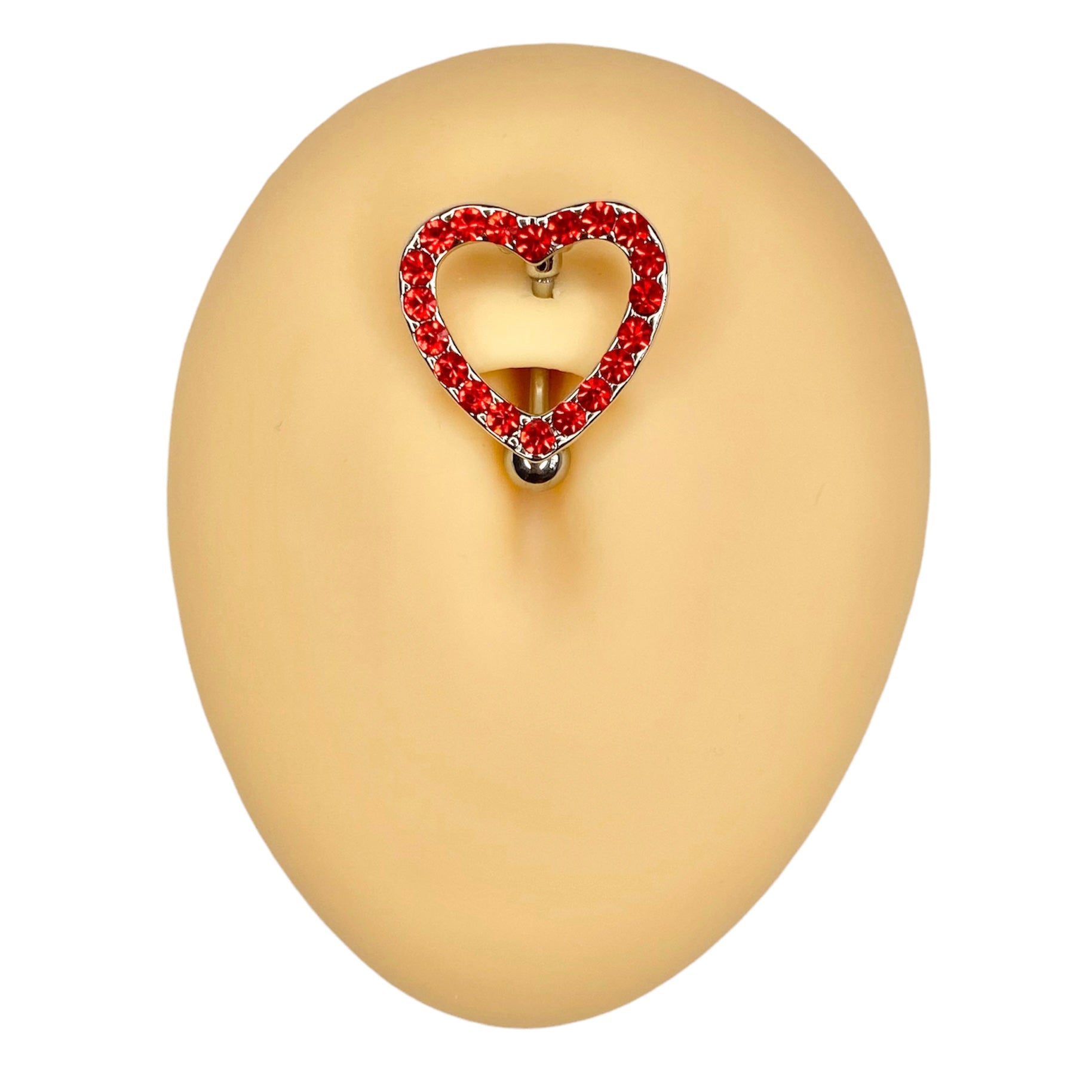 Red Rhinestone Paved Heart Reverse Belly Bar  image 0